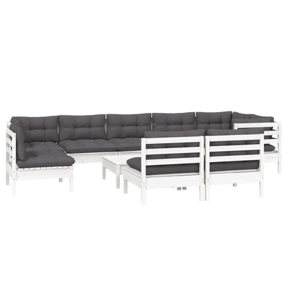 0-Delige Loungeset Met Kussens Massief Grenenhout Wit