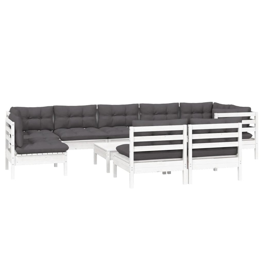 0-Delige Loungeset Met Kussens Massief Grenenhout Wit