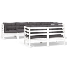 7-Delige Loungeset Met Kussens Massief Grenenhout Wit