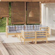 Loungeset 8-delig massief grenenhout grijs