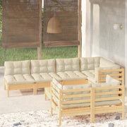 Loungeset 8-delig massief grenenhout crème