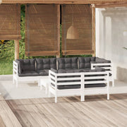 Loungeset 8-delig massief grenenhout wit