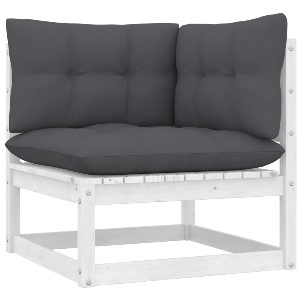 9-Delige Loungeset Met Kussens Massief Grenenhout Wit