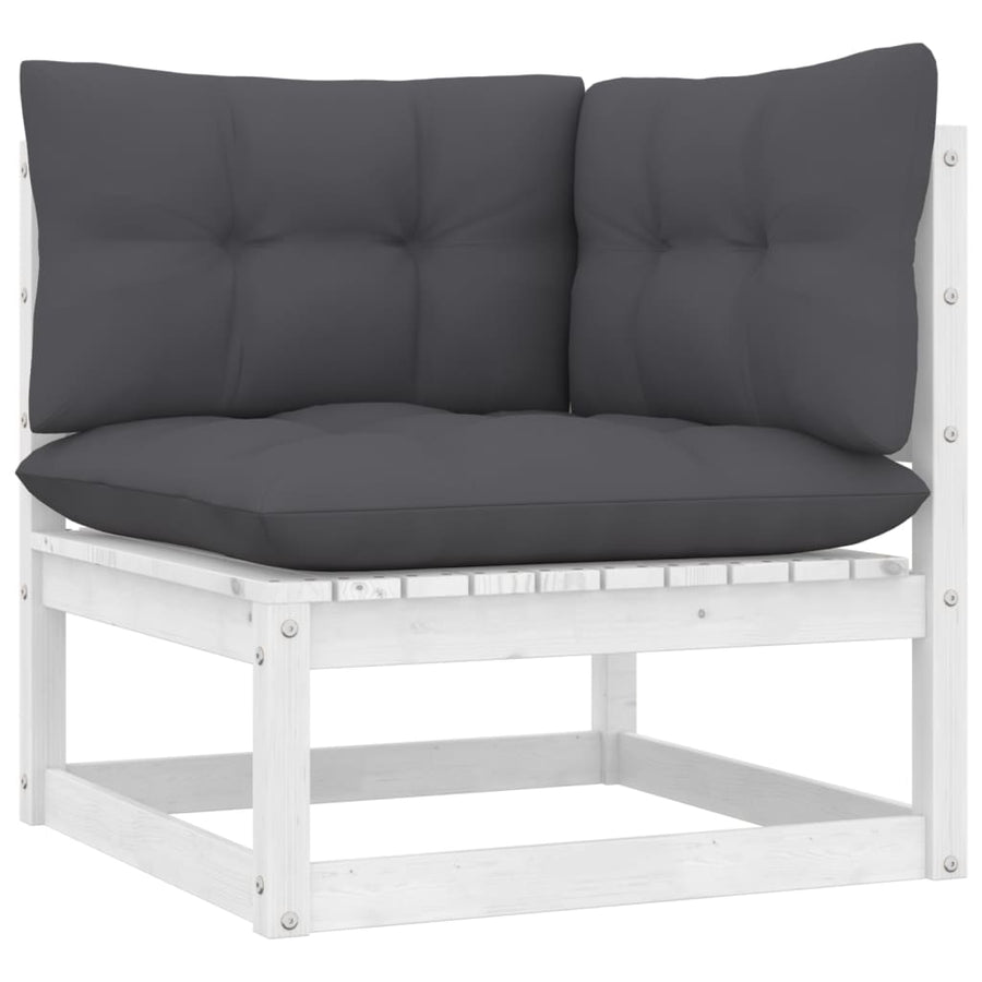 9-Delige Loungeset Met Kussens Massief Grenenhout Wit