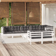Loungeset 9-delig massief grenenhout wit