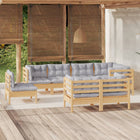 Loungeset 8-delig massief grenenhout grijs
