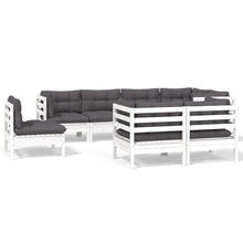 8-Delige Loungeset Met Kussens Massief Grenenhout Wit