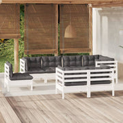 Loungeset 8-delig massief grenenhout wit