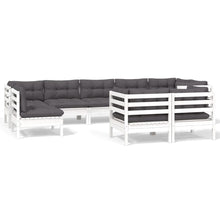 9-delige Loungeset met kussens massief grenenhout wit Wit