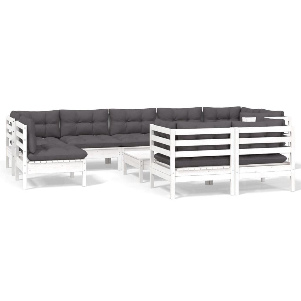 0-Delige Loungeset Met Kussens Massief Grenenhout Wit