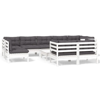 0-Delige Loungeset Met Kussens Massief Grenenhout Wit