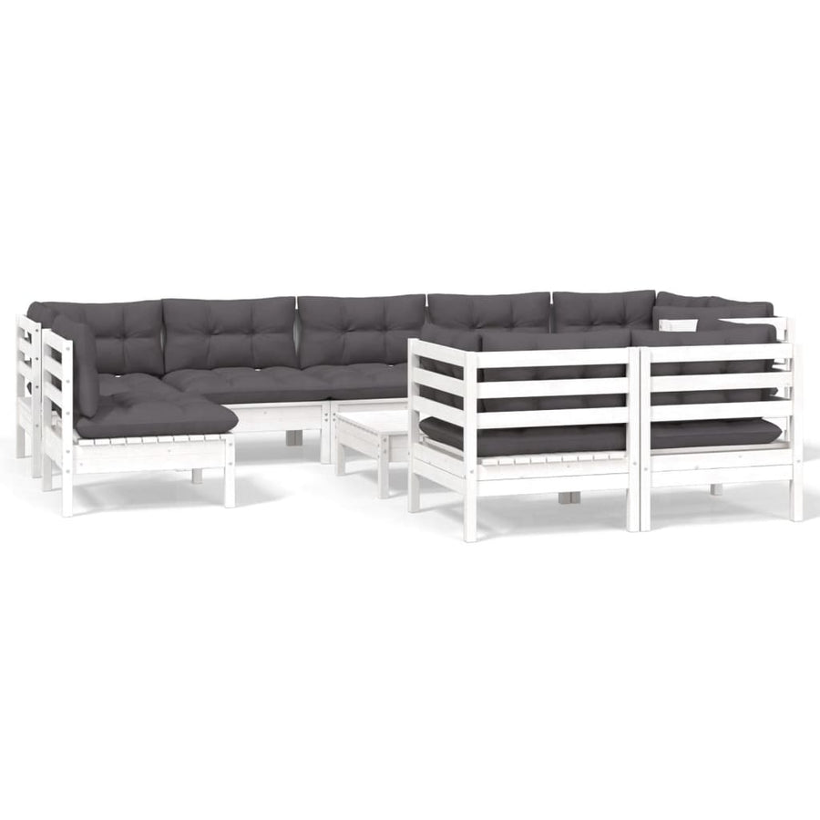 0-Delige Loungeset Met Kussens Massief Grenenhout Wit