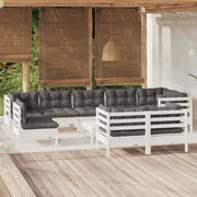 Loungeset 10-delig massief grenenhout wit