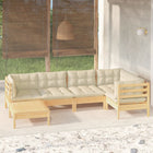Loungeset 6-delig massief grenenhout crème