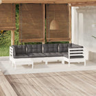 6-piece Lounge Set with Cushions Solid Pinewood White