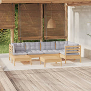 Loungeset 7-delig massief grenenhout grijs
