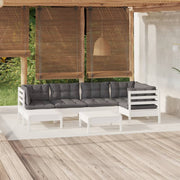 Loungeset 7-delig massief grenenhout wit