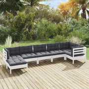 Loungeset 7-delig massief grenenhout wit