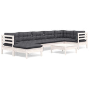 Loungeset 8-delig massief grenenhout wit