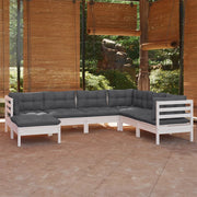 Loungeset 7-delig massief grenenhout wit