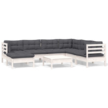 8-Delige Loungeset Met Kussens Massief Grenenhout Wit