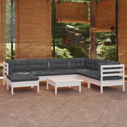 Loungeset 8-delig massief grenenhout wit