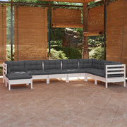 Loungeset 8-delig massief grenenhout wit