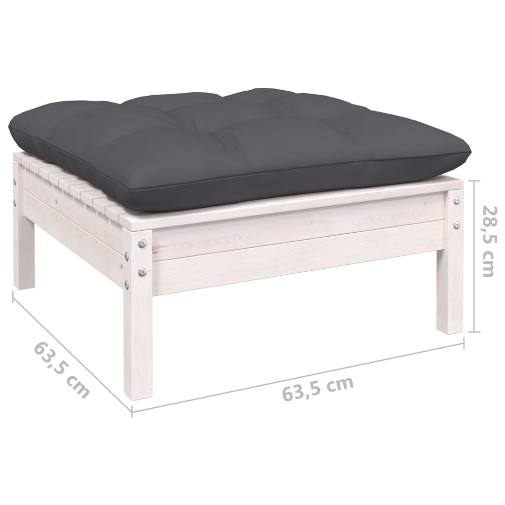 9-Delige Loungeset Met Kussens Massief Grenenhout Wit