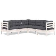 5-Delige Loungeset Met Kussens Massief Grenenhout Wit