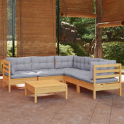 Loungeset 6-delig grenenhout grijs