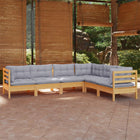 Loungeset 6-delig massief grenenhout grijs