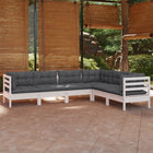 6-piece Lounge Set with Cushions Solid Pinewood White
