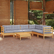 Loungeset 7-delig massief grenenhout grijs