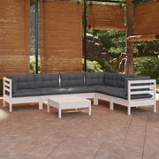 Loungeset 7-delig massief grenenhout wit