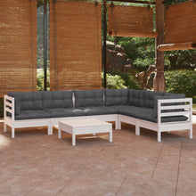 -Delige Loungeset Met Kussens Massief Grenenhout Wit