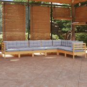 Loungeset 7-delig grenenhout grijs