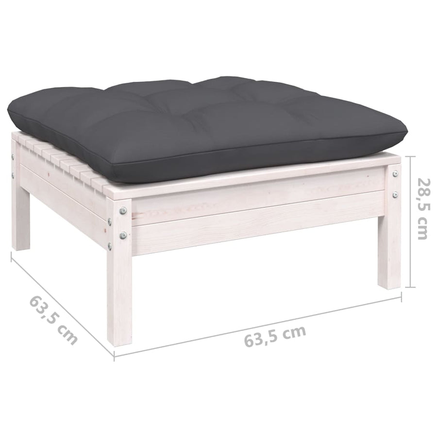 -Delige Loungeset Met Kussens Massief Grenenhout Wit