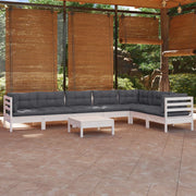 Loungeset 8-delig massief grenenhout wit