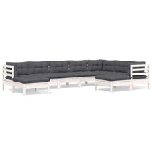 -Delige Loungeset Met Kussens Massief Grenenhout Wit