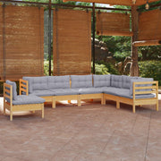Loungeset 7-delig grenenhout grijs