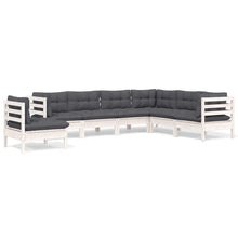 -Delige Loungeset Met Kussens Massief Grenenhout Wit