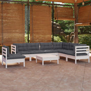 Loungeset 8-delig massief grenenhout wit