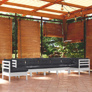 Loungeset 8-delig massief grenenhout wit