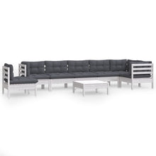 -Delige Loungeset Met Kussens Massief Grenenhout 9 Wit