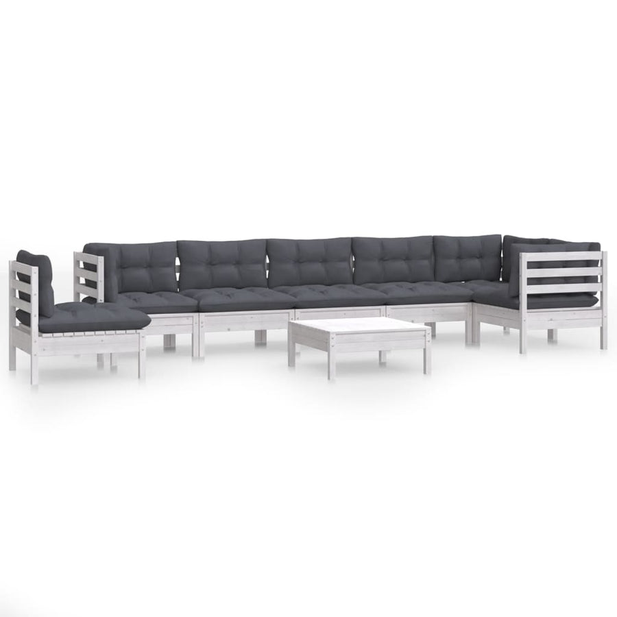-Delige Loungeset Met Kussens Massief Grenenhout 9 Wit