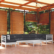 Loungeset 9-delig massief grenenhout wit