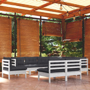 Loungeset 9-delig massief grenenhout wit