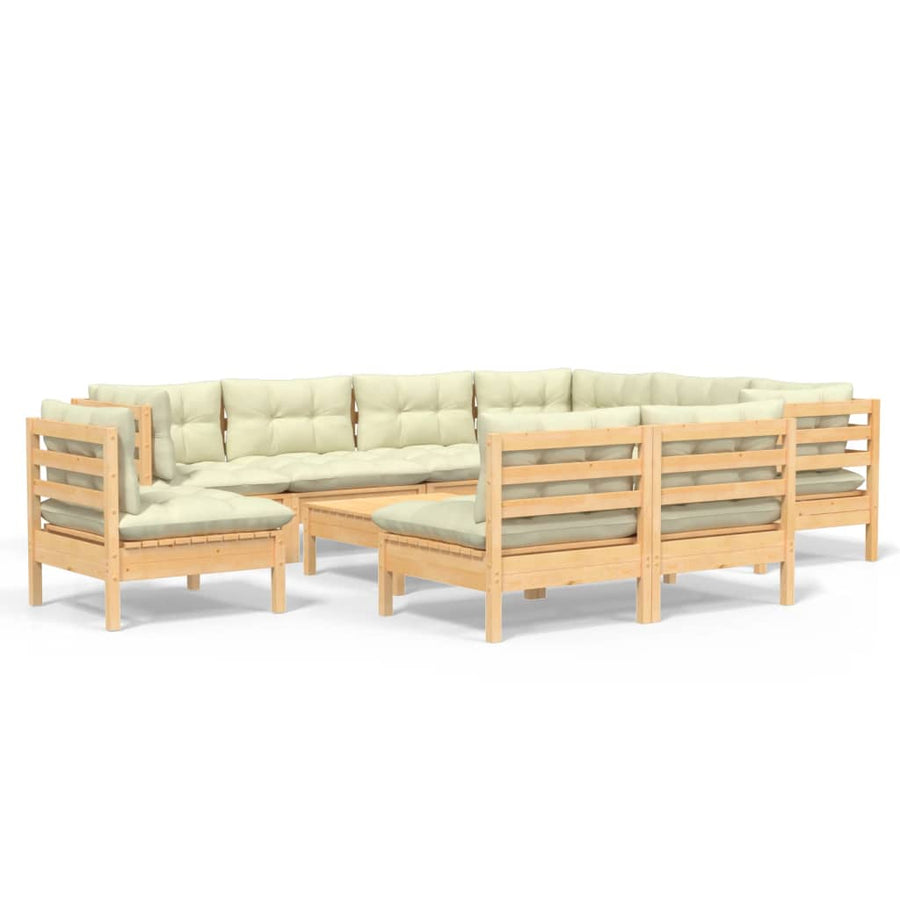 -Delige Loungeset Met Kleurige Kussens Grenenhout Bruin en crème