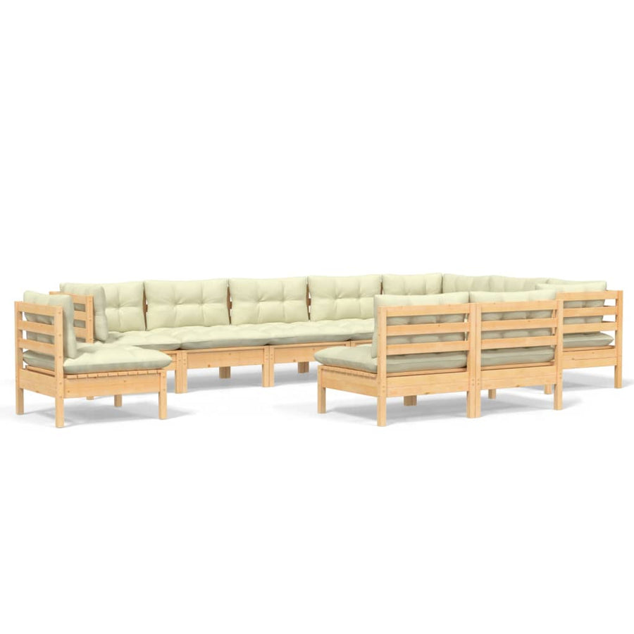 -Delige Loungeset Met Kleurige Kussens Grenenhout Bruin en crème