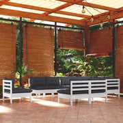 Loungeset 10-delig massief grenenhout wit